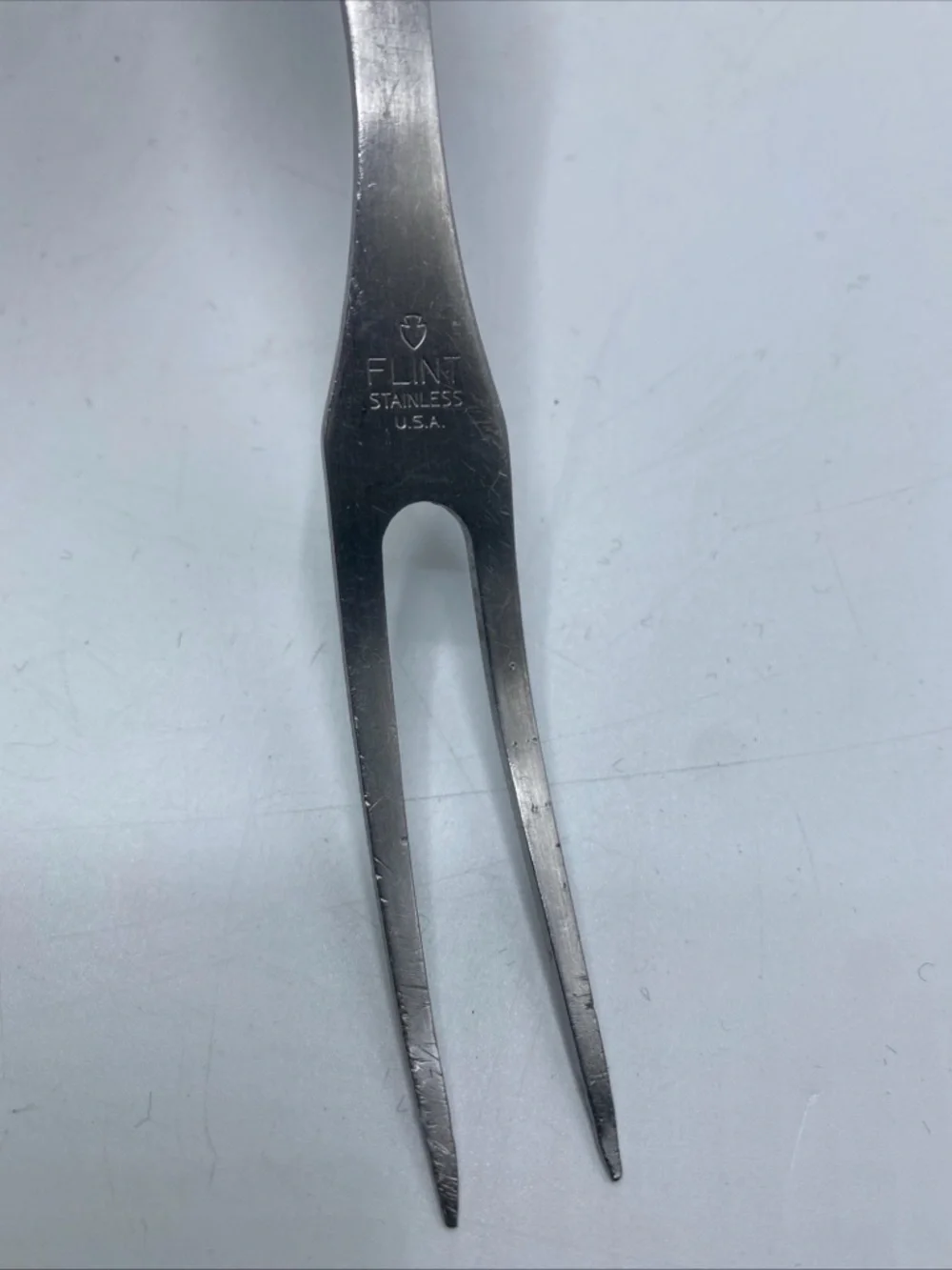Vintage Flint Kitchen Cooking Utensil Fork Black Composite Handle 9” 2 Prong